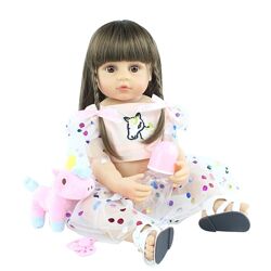 Лялька Реборн 55 см силіконова Марта в наборі з соскою, пляшкою, іграшкою