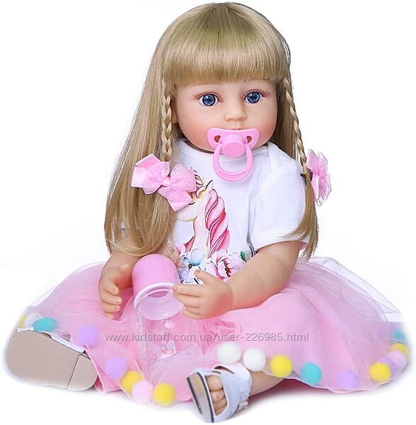 Лялька Реборн 55см вініл-силіконова Софія в наборі із соскою, пляшкою