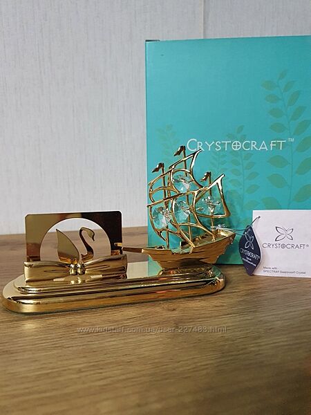 Подставка для визиток Парусник с кристаллами Swarovski 16х9,9 см