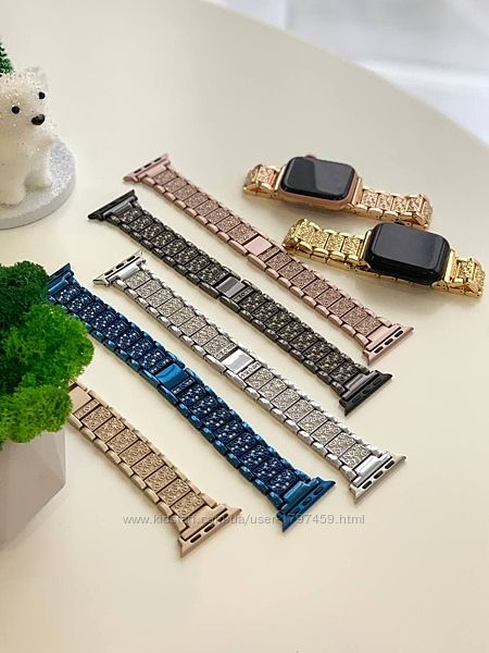 Ремінець металічний з камінням Swarovski для Apple watch
