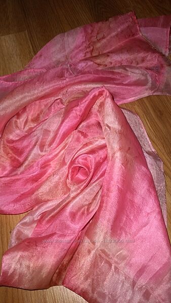 Платок шарф шелковый натуральный silk розовый 