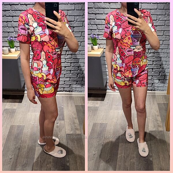 Женская пижама футболка и шорты