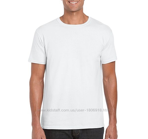 Чоловіча базова біла бавовняна футболка Gildan Softstyle 64000-000C