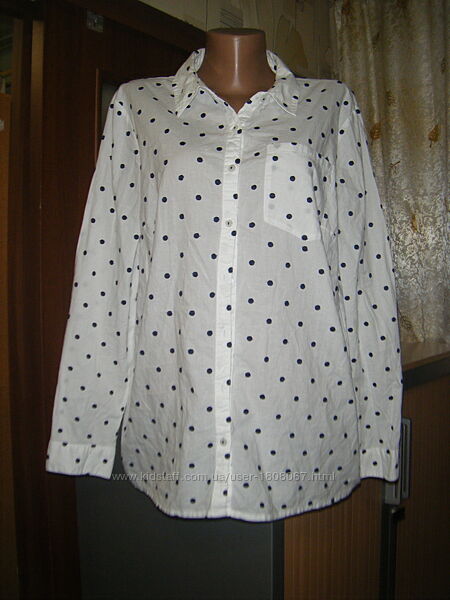Белая рубашка в вышитый горох, размер 16