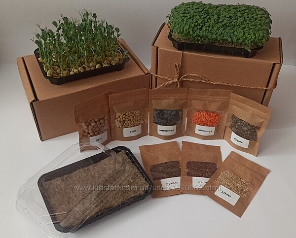 Набір для вирощування мікрозелені мікрогрін на 2 врожаї 