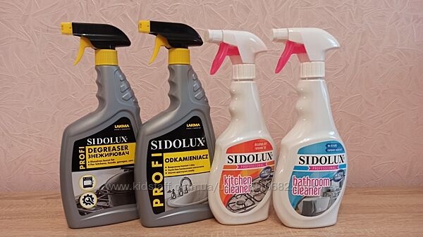 Побутова хімія Sidolux . Засоби для миття кухонь і ванних кімнат.