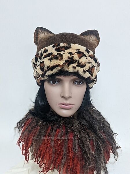 Lady-cat шапочка - авторский войлок 