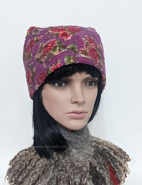 шапочка Меланія - ручна робота, овеча вовна