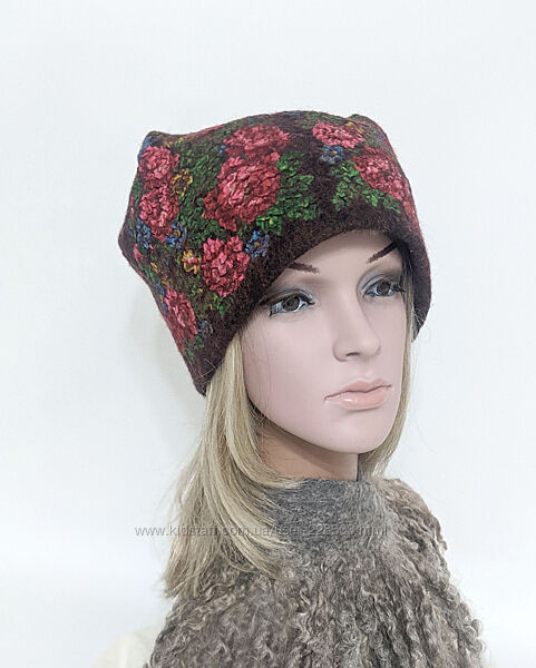 Зимова шапочка Забава - ручна робота, овеча вовна   