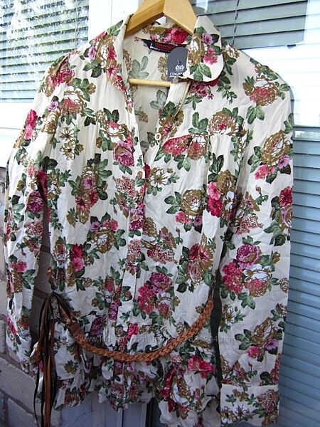 Штапельная длинная рубашка в цветочный принт блуза туника р. s-m