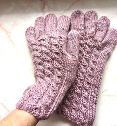 Вязаные перчатки-и митенки ручная работа