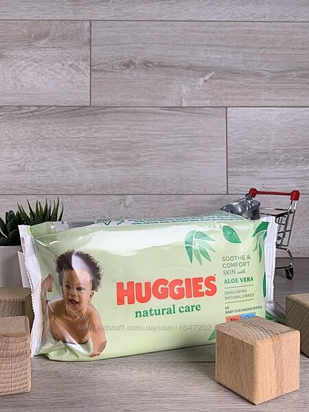 Дитячі вологі серветки Huggies Natural Care - 56 шт. Виробник Huggies