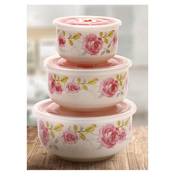 Набор керамических контейнеров с вакуумной крышкой 3 шт.