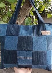 Джинсова сумка печворк на змійці