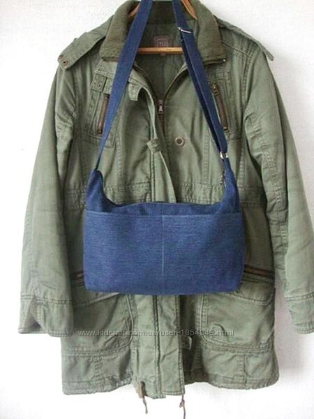 Джинсова сумка торба через плече з карманами