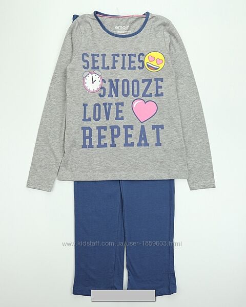 Піжама зі штанами EMOJI для дівчинки на зріс 140 см, арт. 4036