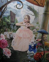   Портрет маслом на холсте в образе Алисы из страны Чудес