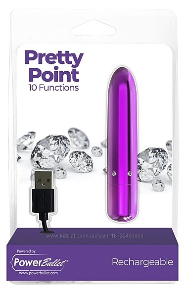 Вибропуля PowerBullet Pretty Point на аккумуляторе, 10 режимов, тихая