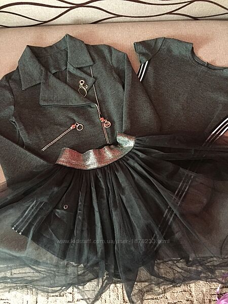 Косуха-піджак фатинова спідниця сукня для дівчинки підлітка