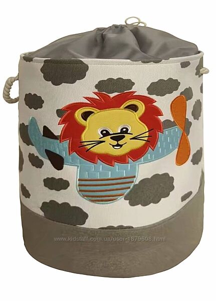 Корзина для игрушек/белья на шнуровке 45х35 см Серый Лев