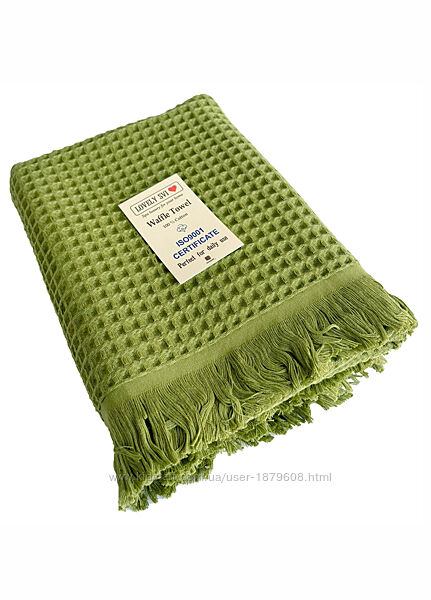 Вафельний рушник бавовна - для ванної, готелів, спа - XXL 90х180 см Зелений