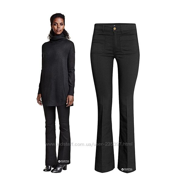 идеальные черные брюки клеш от H&M  размеры 34-36.