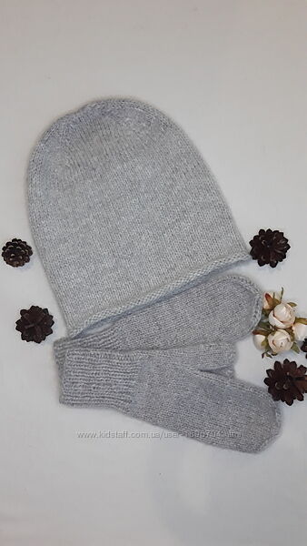 Комплект вязаний шапка  рукавички