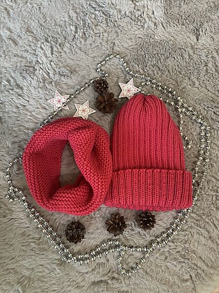 Комплект вязаний шапка снуд