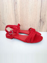 Німецькі нові босоніжки, жіночі сандалі на плоскому ходу, червоні, р. 38