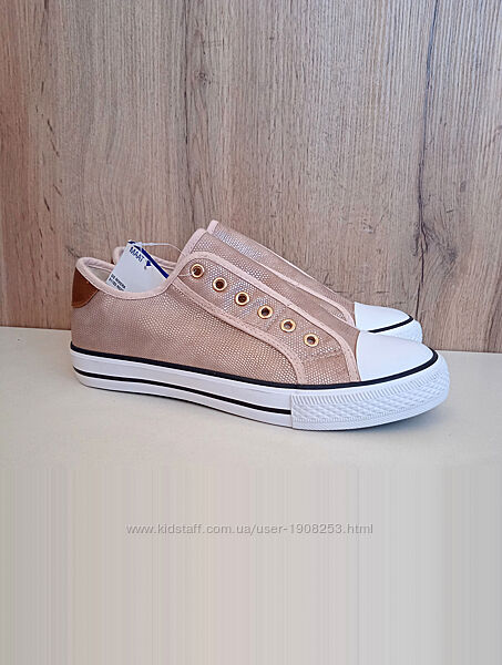 Нові жіночі кеди, зручні кросівки на гумках без шнурків, рожеві з білим, 38
