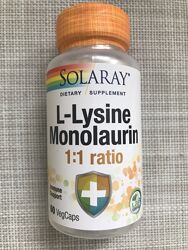 Solaray, L-лизин, монолаурин , укрепление иммунитета 