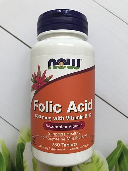 Now Foods , Фолиевая кислота , Folic Acid , фолиевая кислота и В-12 , 250шт