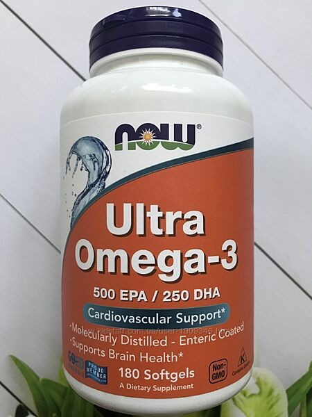 Омега 3, Now Foods , Ультра омега , 500EPA/250DHA , 180 шт