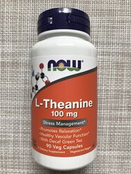 Now Foods, L-теанин,100 мг , спокойствие и помощь при стрессе
