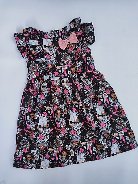 Яркое платье с цветами, черное платье  в цветочки Shein 122 см,  7 - 8 лет