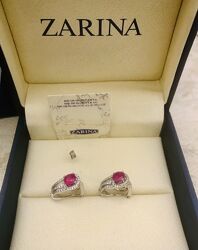 Серебряные серьги с камнем рубин от ювелирного дома zarina