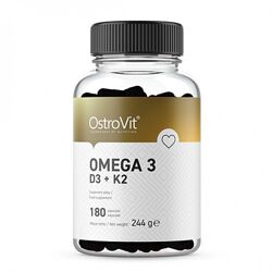 OstroVit Omega 3 D3  K2 180 капсул, риб&acuteячий жир та вітаміни D3, K2, а так