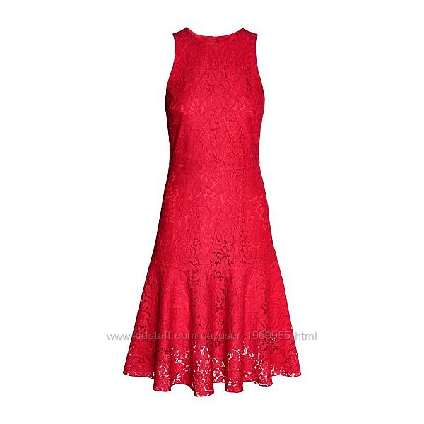 Платье из кружева красное женское H&M 