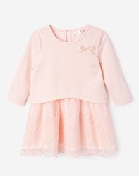 Розовое платье с кружевной юбкой для малышки gloria-jeans