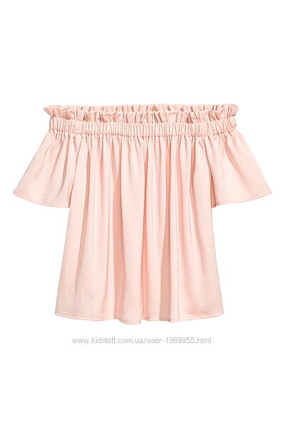 Блуза жіноча з відкритими плечима пудрово-рожевий 34/4 H&M 0512031001