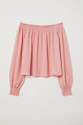 Блуза жіноча з відкритими плечима пудрово рожева XXS H&M 0622238007