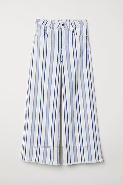 Саржеві штани до щиколотки джинси білі, блакитні кюлоти H&M 0655967001