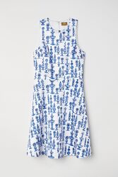 Атласна сукня жіноча  з малюнком Білий / синій візерунок 40/10 H&M 