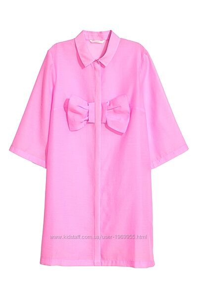 Сукня жіноча рубашка з бантом неонова рожева 32/2 H&M