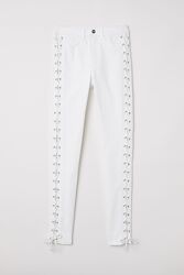 Штани жіночі зі шнурівкою джинсові білі  36/6 H&M 0578113001