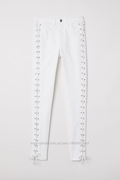 Штани жіночі зі шнурівкою джинсові білі  36/6 H&M 0578113001