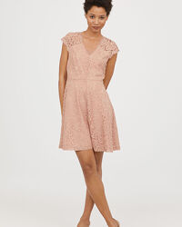 Мереживна сукня жіноча пудрово-рожевий М H&M 0523642006