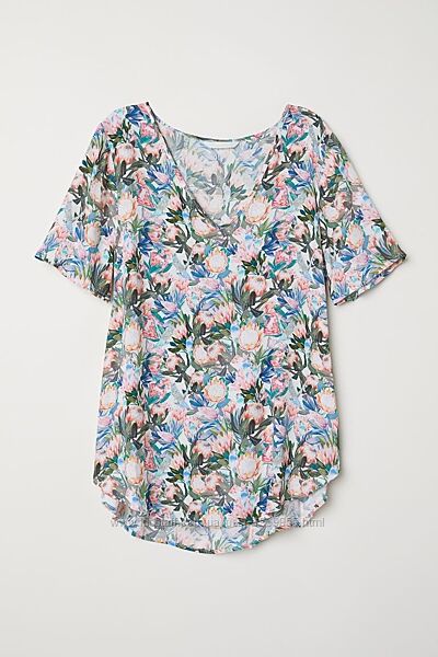 Блуза з віскози жіноча 34/2 xs  білий / квіти h&m 0626813004