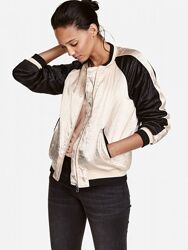 Бомбер жіночий h&m 0421657 36,40 бежевий/ чорний