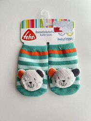 Шкарпетки-брязкальця дитячі махрові  fehn c&a 0-12 бірюзовий